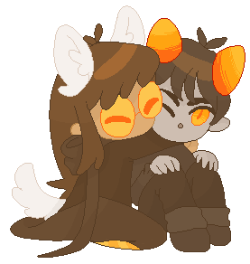 A pixel art image of Jade hugging Karkat.
